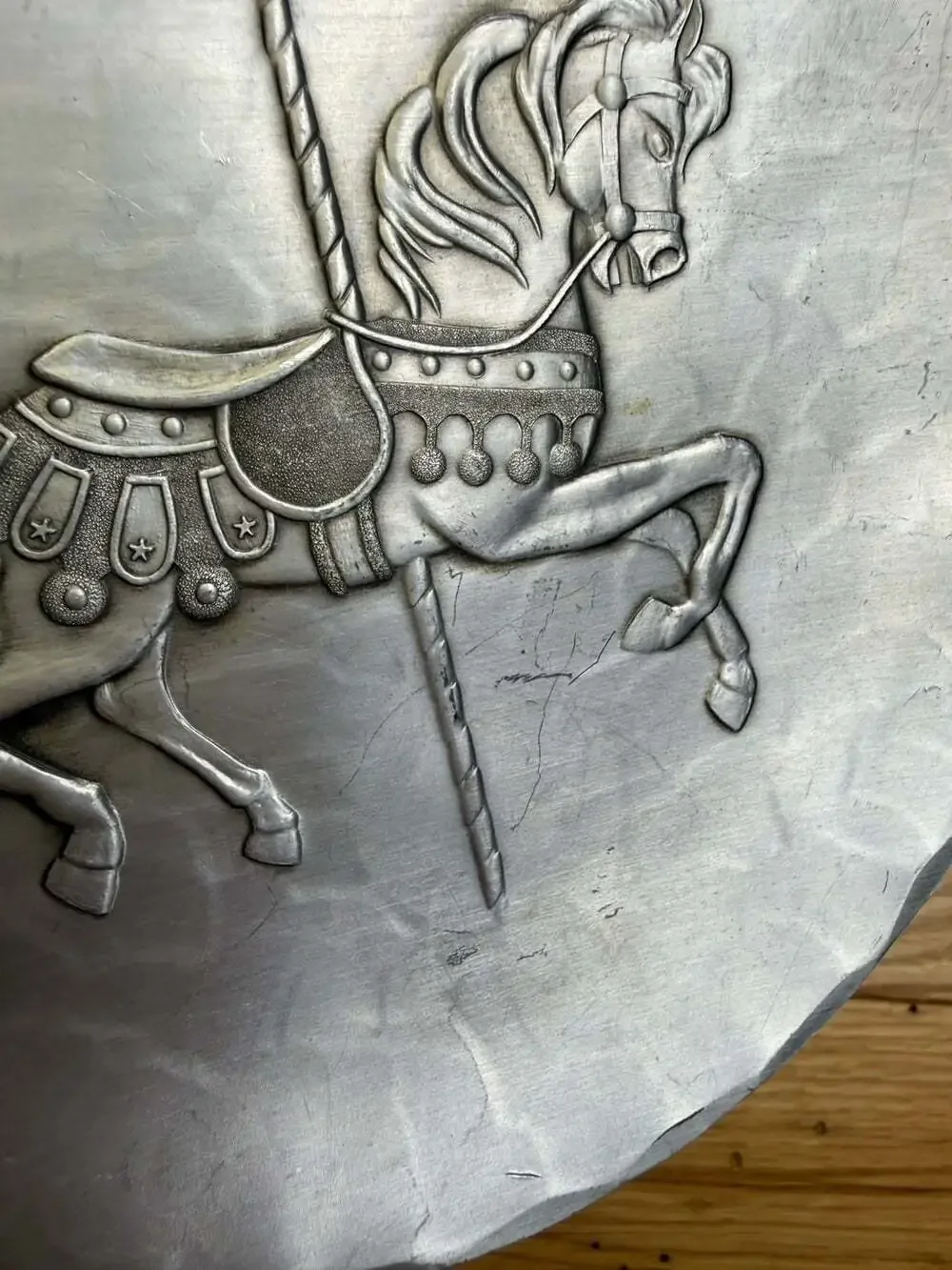 Vintage Wendell August Forge USA Pewter Coaster Carousel Horse Design